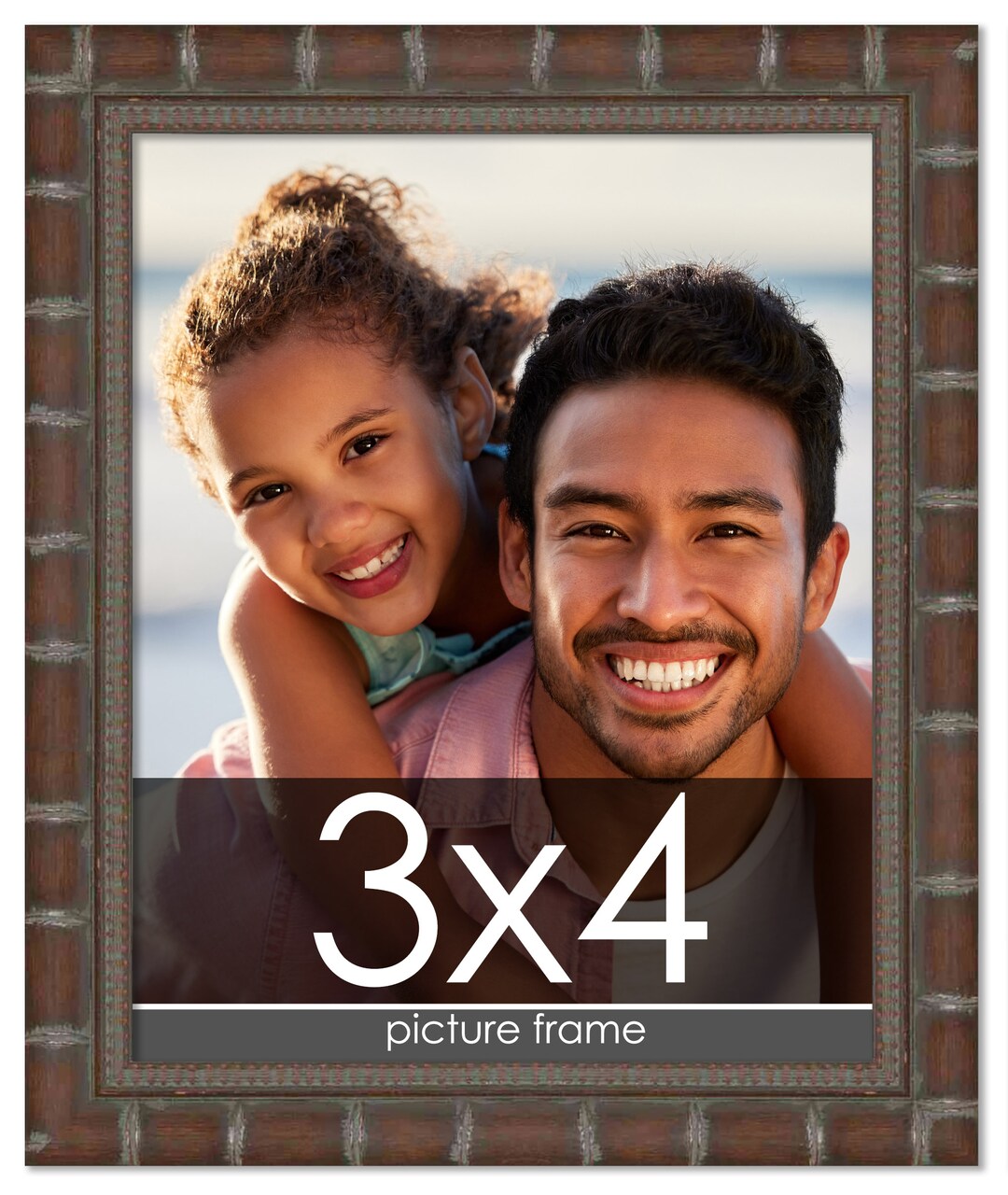 3x4 Brown Modern Bamboo Picture Frame - UV Acrylic, Foam Board Backing, Hanging Hardware